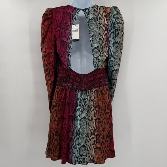 AFRM Women's Snake Ombre Cut-Out Back Smocked Waist Long Sleeves S/P NWT - Picture 5 of 15